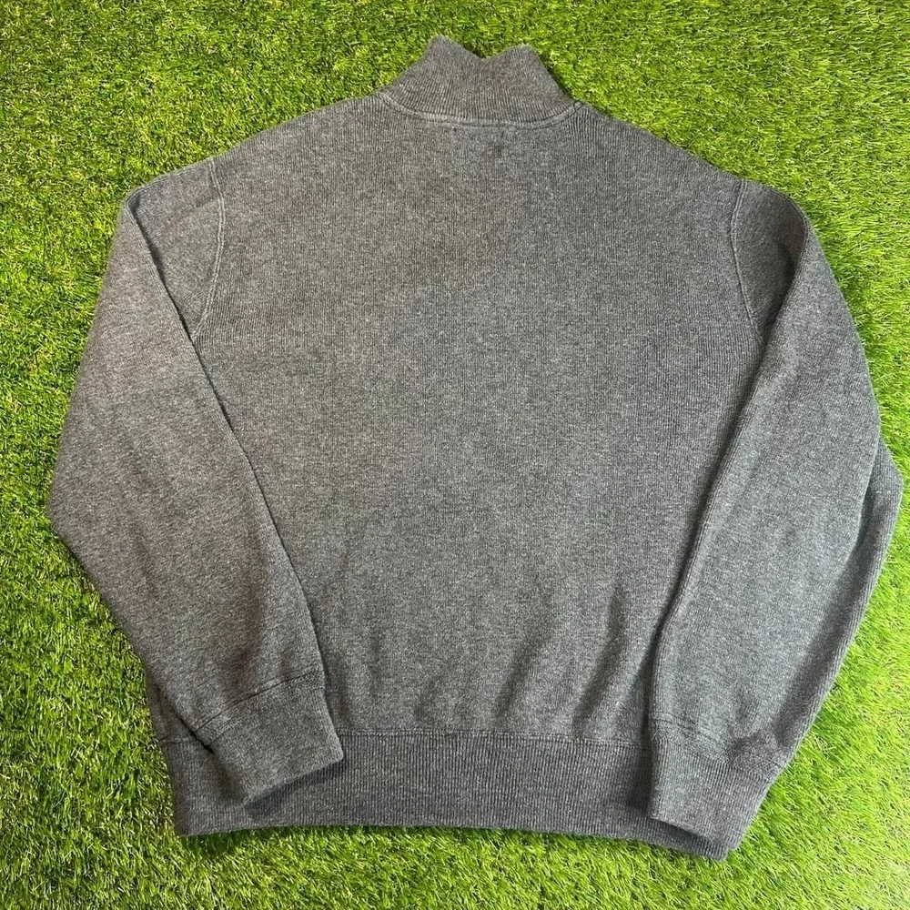 Polo Ralph Lauren Quarter Zip Knit Sweater Spell Out Logo Gray Mens XL Cotton